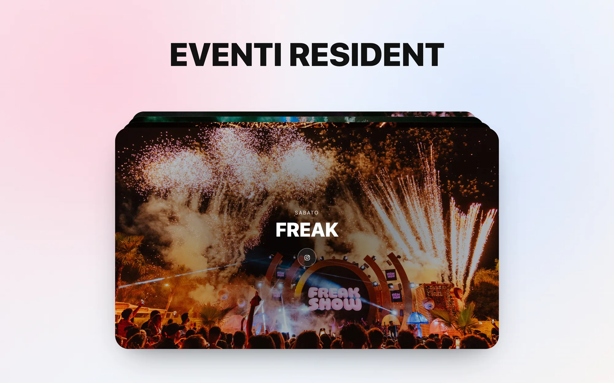 Il sito di Le Club South Italy su desktop: la sezione Eventi resident con la scheda della serata FREAK.