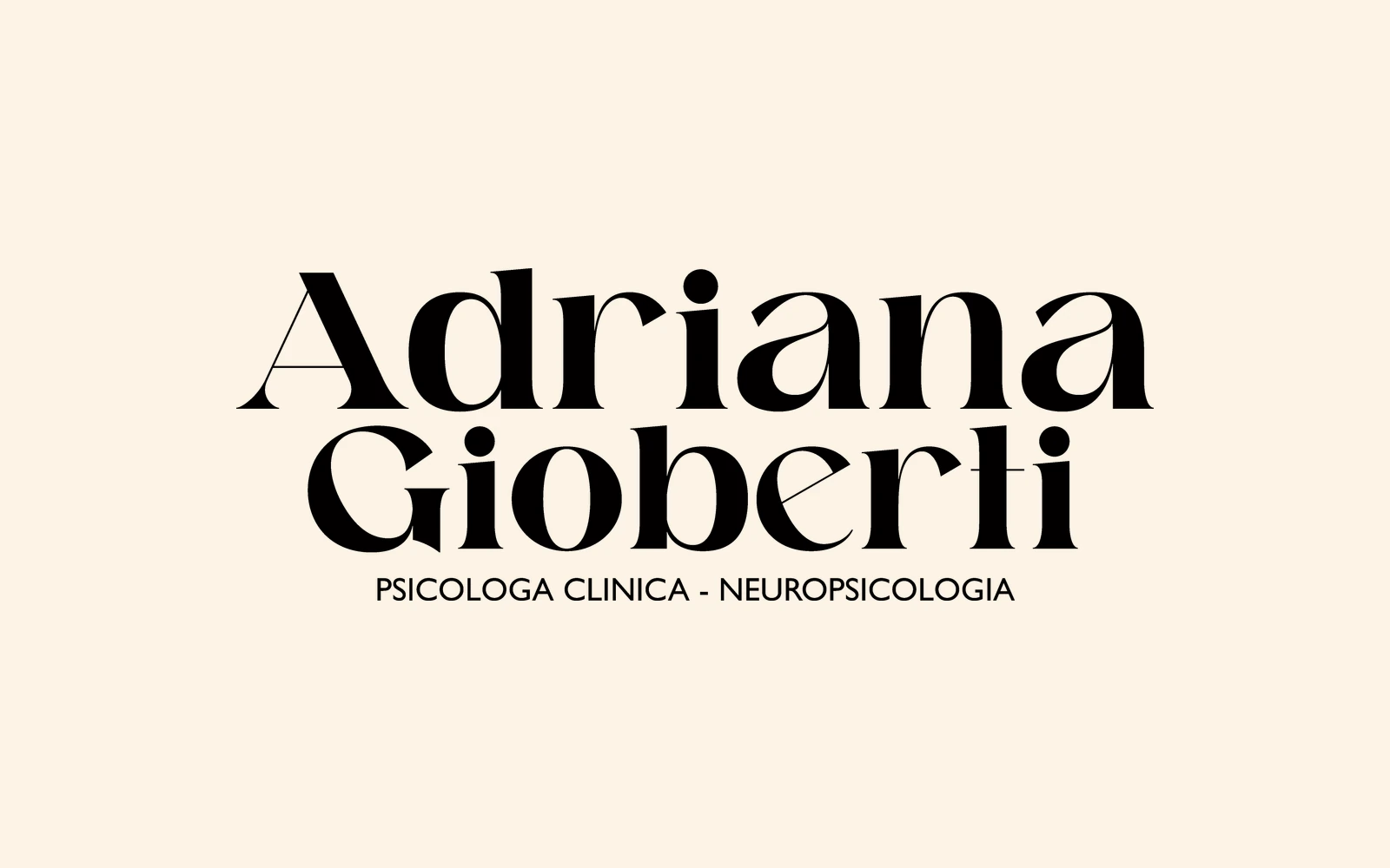 Il logotipo su fondo avorio: il nome della professionista su due righe in un serif nero ad alto contrasto, con sotto la dicitura «Psicologa clinica - Neuropsicologia» in maiuscolo.